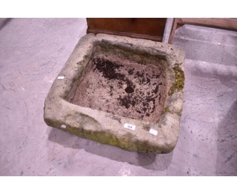 A large stone trough, approx. 52 x 50cm, height 16cm