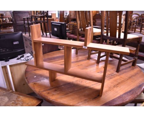 A vintage teak wall shelf, width approx. 110cm height 62cm depth 14cm