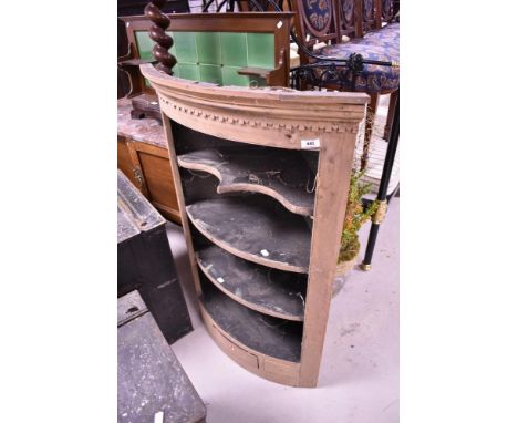 A 19th Century stripped corner wall shelf
