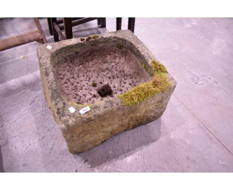 A large stone trough, approx. 50 x 45cm, height29cm