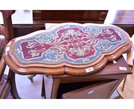 A 19th Century mahogany framed tapestry panel/plate stand