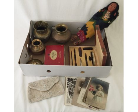 Together with a Native American doll and a selection of vintage Christmas and Birthday cards. 