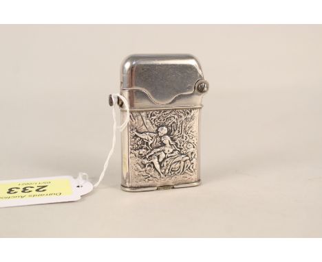 A 935 silver ornate banded Thorens Swiss made petrol lighter with engraved date of 1932 and owners initials, 6cm long