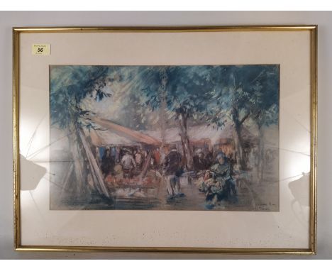 William Arthur Watkins R I (1885-1868) watercolour 'Market Day', 47cm x 30cm