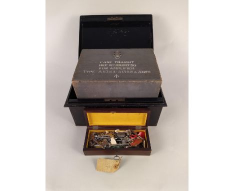 A mixed lot comprising of a 19th Century mahogany box with assorted 19th and 20th Century keys, black finished deed box and a