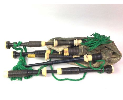 COLLECTION OF BAGPIPE PARTS, EARLY TO MID 20TH CENTURY  comprising one set in turned darkwood with ivory ferrules and soles, 