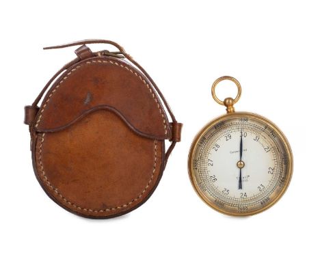 POCKET BAROMETER, T.W.s.i. LTD., EARLY TO MID-20TH CENTURY B4333, with silvered dial, in gilt brass case, broad arrow stamped