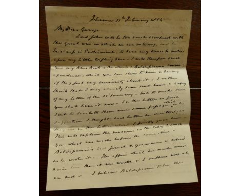 LACAITA, Sir James 1813-1895, Anglo-Italian politician who accompanied Lord Minto to Italy 1856-57, 6 signed letters to "Elli