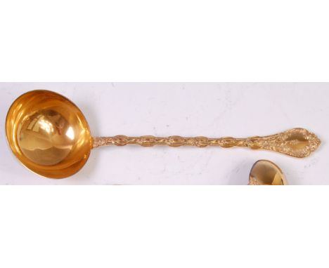 An Odiot French vermeil (silver-gilt) soup ladle in the Demidoff pattern, 8.2oz, with Odiot mark and French Minerva 950 quali