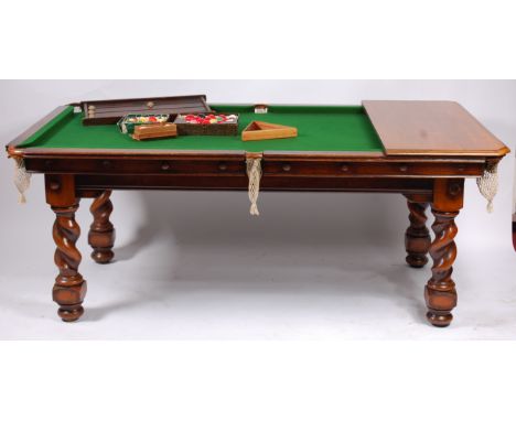 An early 20th century 'The Challenge' oak quarter-size billiard table by W. Jelks & Sons of Holloway Road, London, the top ha