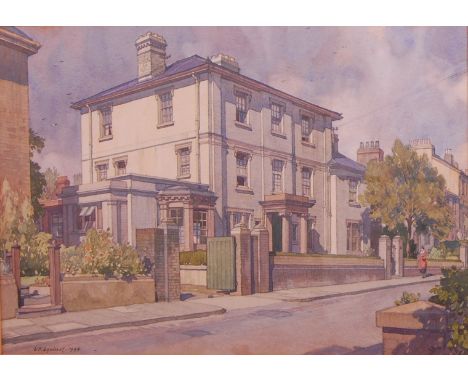 Leonard Russell Squirrell RWS RE (1893-1979) - No.49 Berners Street, Ipswich, watercolour, signed and dated lower left 1944, 