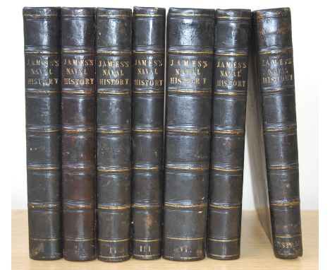 JAMES. William, The Naval History of Great Britain, London, 6vols, 8vo, full contemporary black calf, portrait engravings; to