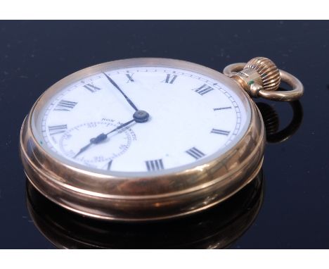 A gents 9ct gold cased open faced pocket watch, the white enamel dial having subsidiary seconds dial, signed Non-Magnetic, an