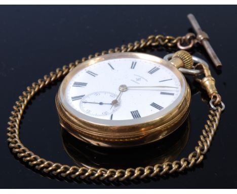 An 18ct gold cased gents open faced pocket watch by Rotherhams of London, signed to the white enamel dial, having subsidiary 