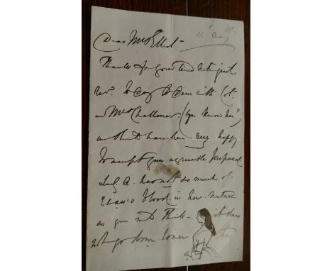 LANDSEER, Edwin Sir 1802-1873, 3 letters signed, two to Mrs Elliot, one dated 1859, the other undated, one of 1 page 8vo sign
