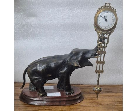 A late 19th Century German Junghans bronze effect elephant mystery timepiece 