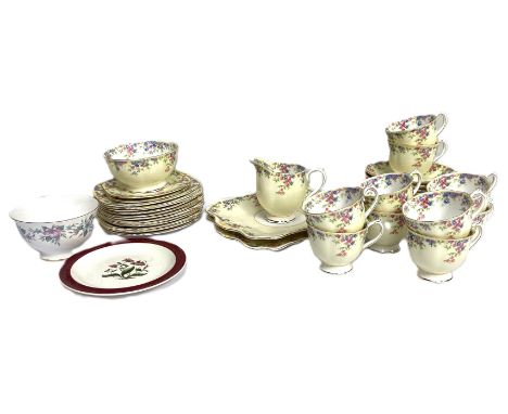 A Royal Albert &lsquo;Maytime&rsquo; pattern tea service, with ten cups, assorted saucers, jug and sugar bowl, decorated with