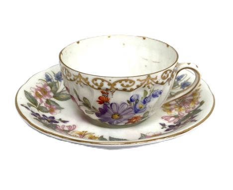 A selection of assorted 19th century tea wares, including a gilt scroll decorated teapot, matching sucrier and stand, and sim