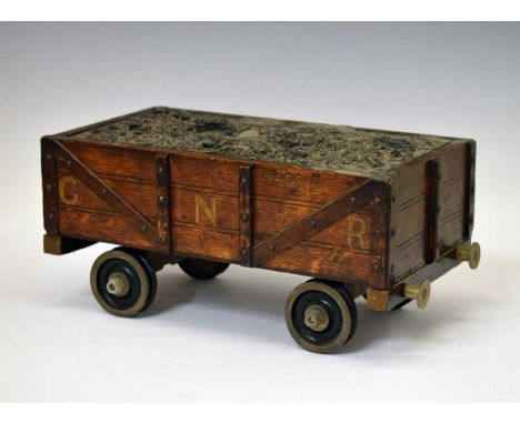 Railway interest - Late Victorian novelty table cigarette / cigar box, modelled as a goods wagon, with hinged coal effect cov