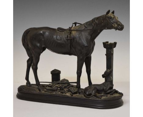 Jules Moigniez (French, 1835-1894) - 19th century cast patinated bronze of 'Little Agnès', a thoroughbred racehorse with tack