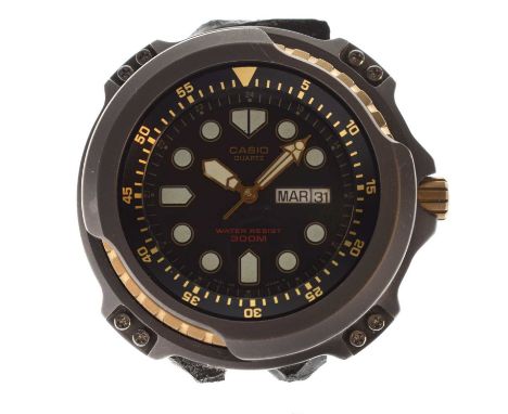 Casio - Scarce gentleman's 1980s 328 MQD 3000W watch head, the black dial with luminous hour markers, hands and day/date aper