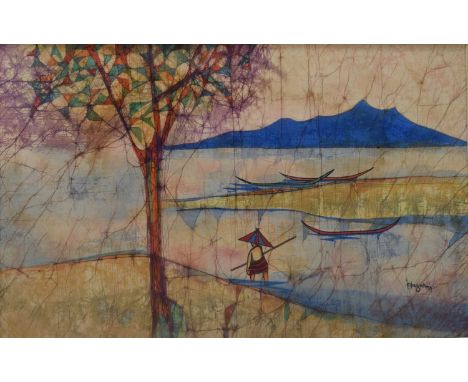 Kheng-Wah Yong, (Malaysian, circa 1945-2017) - Batik - Kedah Peak from Feringghi, signed 'Kheng Wah '69" lower right, 55cm x 