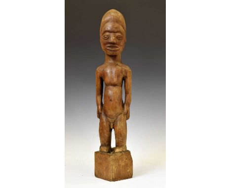 Ethnographica: West African carved wooden standing figure, probably Baule, Ivory Coast, 61cm highDeceased estate, North Somer