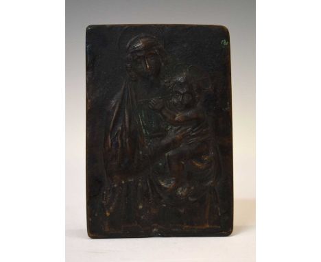 Bronze relief plaque of the Madonna and Child, of Italian Renaisssance type, 10.5cm x 7.3cmPrivate collection, Somerset.