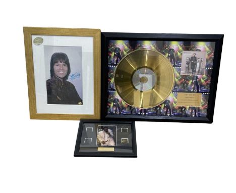 A collection of 3 framed Cliff Richard displays, to include:  - Portrait bearing signature in blue ink  - Limited edition 24k