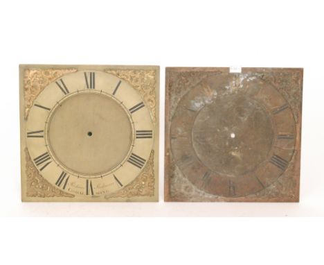 A thirty hour brass longcase clock dial inscribed Richard Stedman Goldalming and another unnamed dial, A/F. (2)