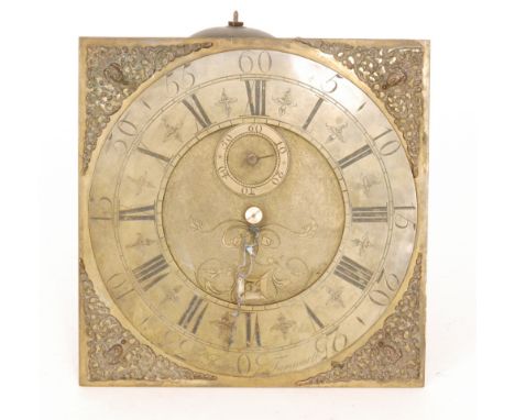 A thirty hour brass longcase clock movement, the brass dial with corner spandrels, inscribed 'H Fristram, Tamworth' with subs