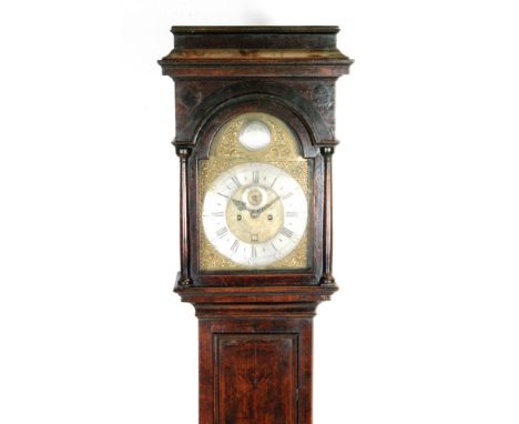 An 18th Century and later cased oak longcase clock with silvered chapter ring and the boss inscribed John Tolson London, with