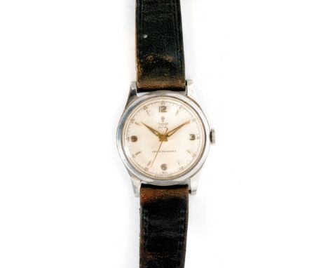 A 1960s Rolex Tudor Royal gentleman's automatic wrist watch, circular ivory dial with gilt baton markers and Arabic numerals,