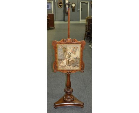 A Victorian mahogany tapestry panelled pole screen, height 168cm