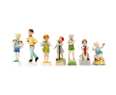 A set of seven Royal Worcester models of children from the Days of the Week modelled by Dorothy Doughty comprising 3519, 3534