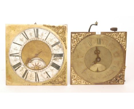 A thirty hour brass longcase clock movement inscribed 'Nat. Voyce, M Dean', together with a similar movement inscribed 'Wm. C