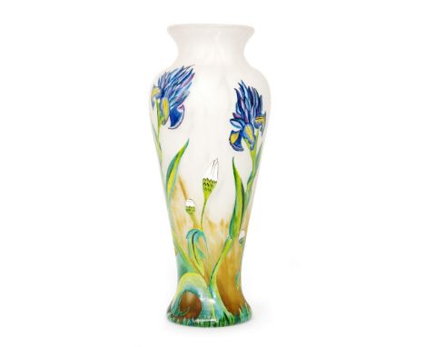 A later 20th Century Okra studio cameo glass vase by Richard Golding and Sarah Cowan, of shouldered form rising to an everted