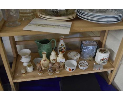 Mixed lot of assorted ceramics to include a Sylvac jug, Staffordshire vase, Wedgwood trinket boxes etc