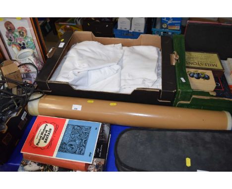 Tube of Ordnance Survey maps together with a small quantity of books