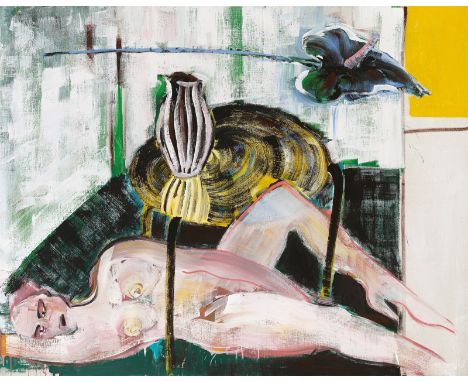 Elvira Bach (Neuenhain/Taunus 1951 – lebt in Berlin). „LIEGEND“. 1989Acryl auf Leinwand. 130&nbsp;×&nbsp;165,5&nbsp;cm (51&nb