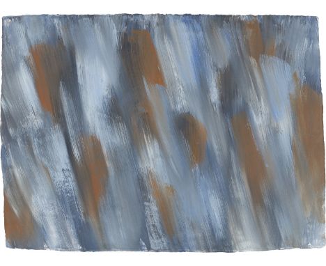 Raimund Girke (Heinzendorf 1930 – 2002 Köln ). „gedämpfter Rythmus“. 1998Tempera auf Velin.  55&nbsp;×&nbsp;75,8&nbsp;cm (21&