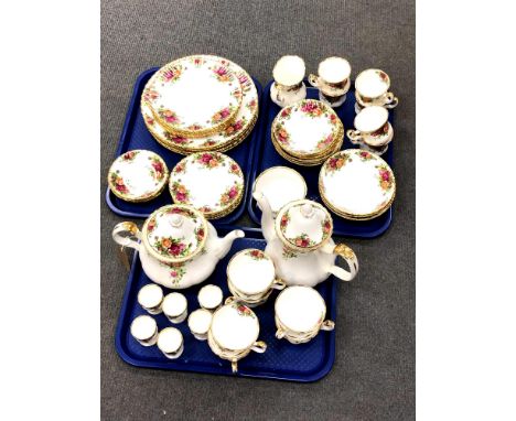A 58 piece Royal Albert Old Country Roses pattern tea service which includes teapot, hot water jug and egg cups (58)  