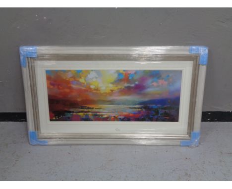A contemporary framed print, Impressionist seascape   