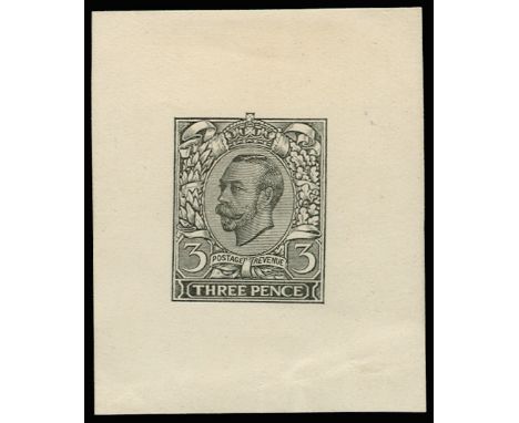 1911 3d Engravers Sketch Die for Unissued Value. Very fine fully cleared die proof printed in black on thick white proofing p