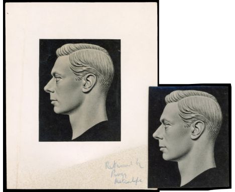 KGVI photographic essays of Dulac's portrait, one with manuscript ‘Returned by Percy Metcalfe’ at lower right, and further es