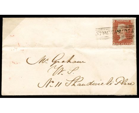 1856-58 group of Scots local cancellations on cover comprising: 1856 cover franked by 1d red-brown Pl. 5, lettered NG with "M
