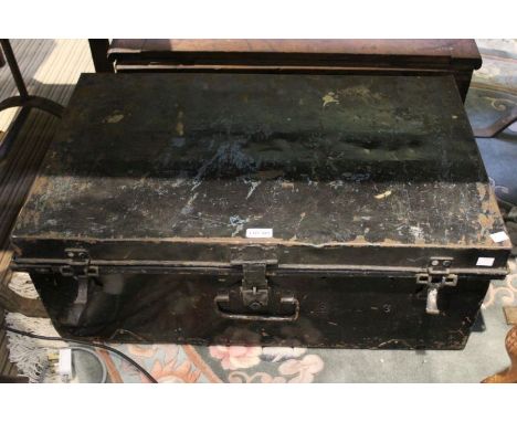 A black painted metal trunk