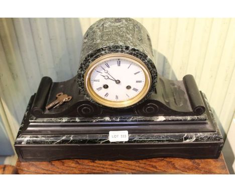 An Alpine green marble mantel clock, 27cm&nbsp;