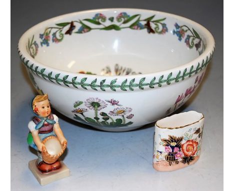 A Portmeirion Botanic Garden large circular fruit bowl, together with a Hummel figure and a Masons oval brush pot (3)