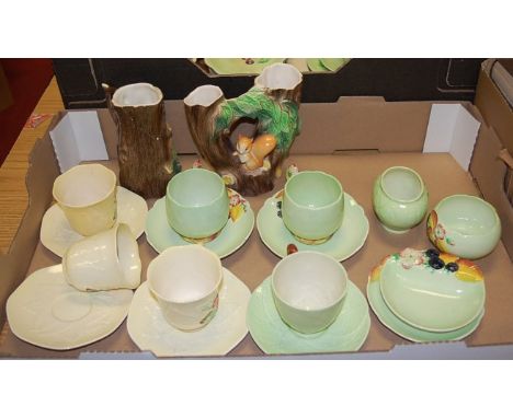Two boxes of mixed china, to include; Carltonware teacups and saucers, Hornsea spill vases and jugs, dishes etc 